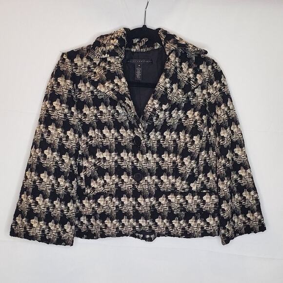 Robert Rodriguez Black and Ivory Wool Blend Short Jacket Size 10 - Picture 3 of 15